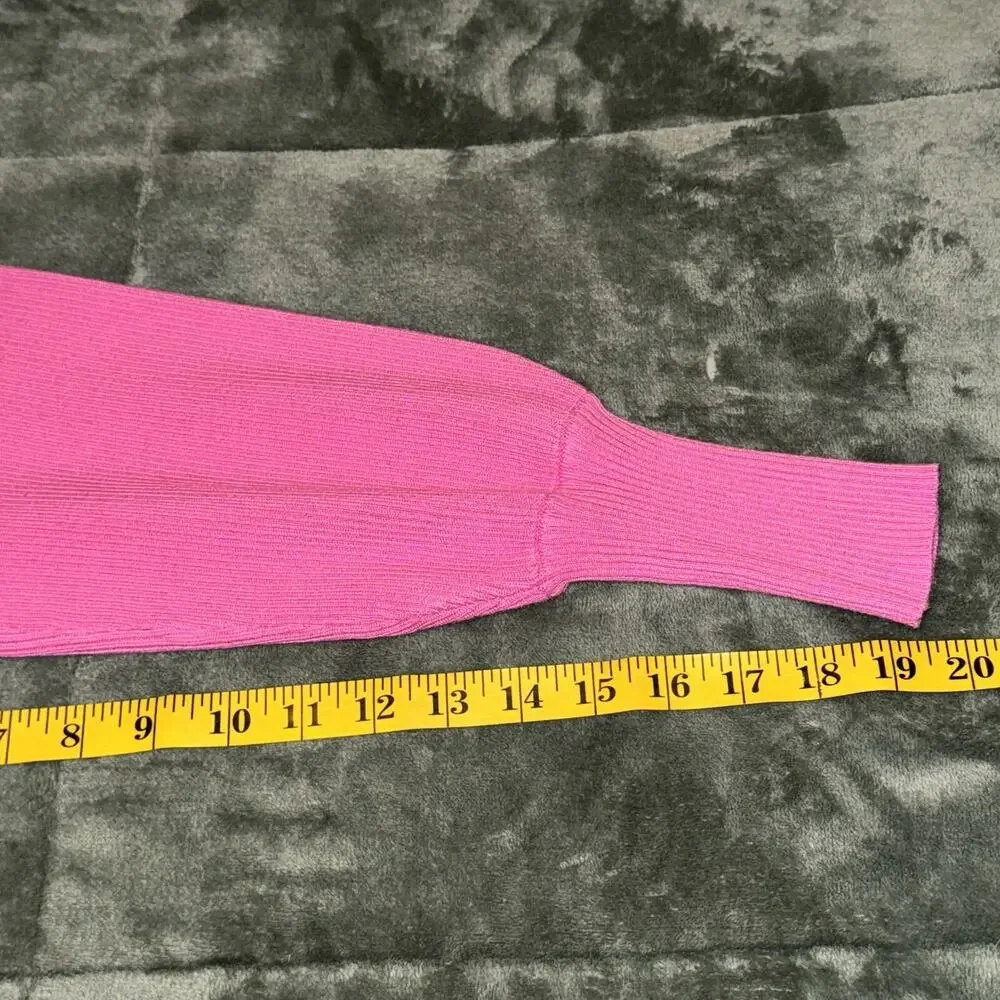 Pink Rose Cropped Sweater Women's XS Pink Long Sleeve Ribbed V-Neck Pullover